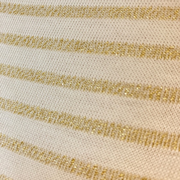 Ralph Lauren knit top short sleeves neutral tone and gold metallic stripes - Picture 5 of 8
